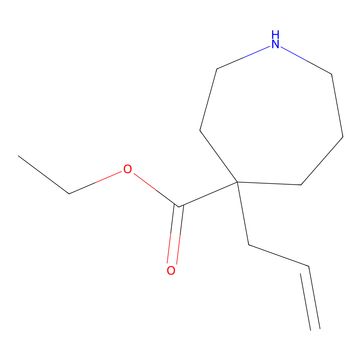 Ethyl 4-(prop-2-en-1-yl)azepane-4-carboxylate molecular structure, CAS 2580240-43-1