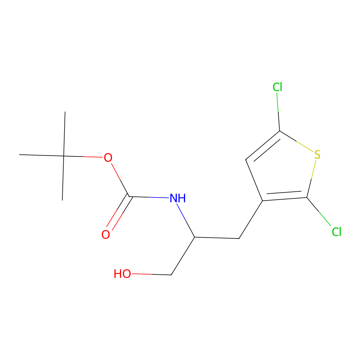 tert-butyl N-[1-(2,5-dichlorothiophen-3-yl)-3-hydroxypropan-2-yl]carbamate molecular structure, CAS 2580240-53-3
