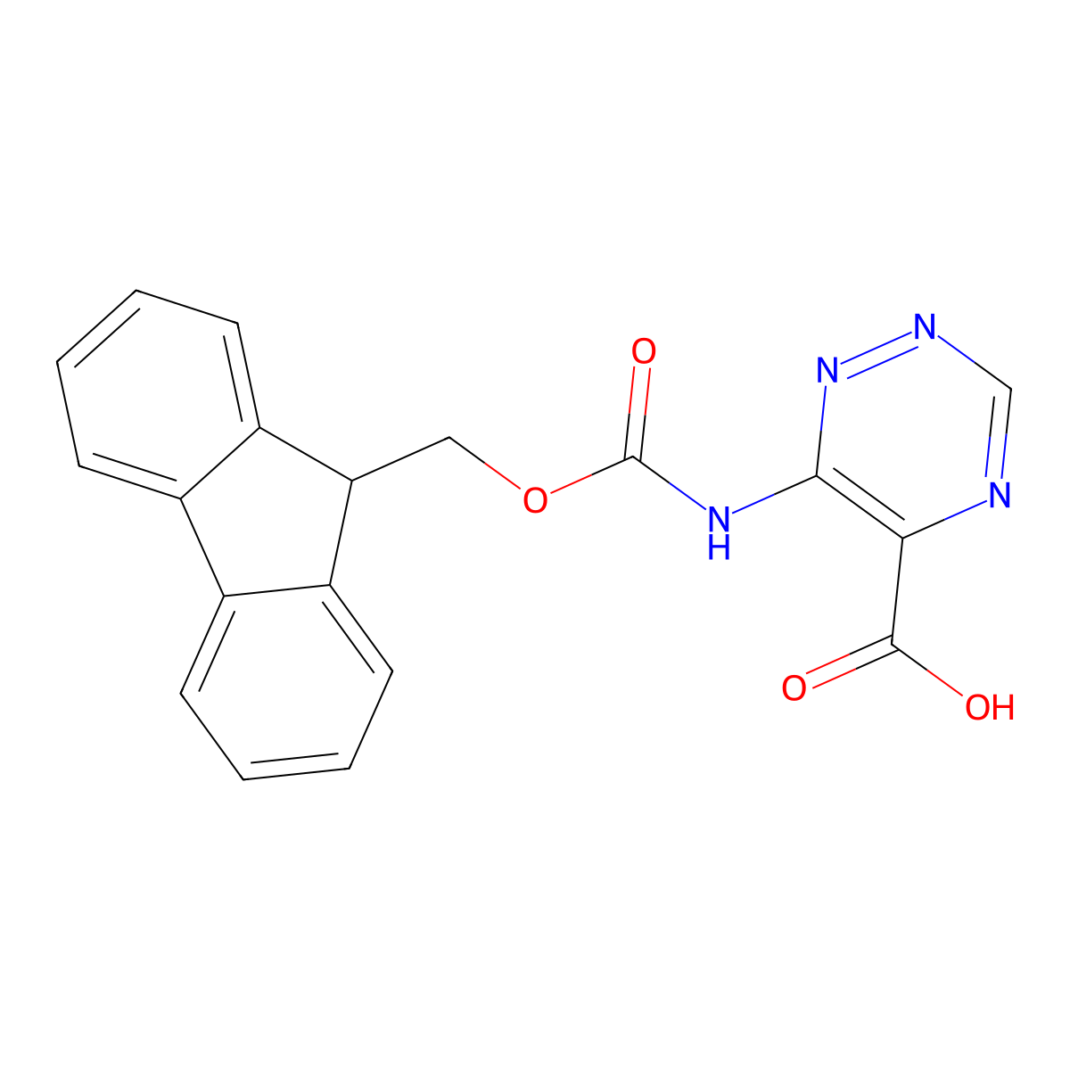 6-({[(9H-fluoren-9-yl)methoxy]carbonyl}amino)-1,2,4-triazine-5-carboxylic acid molecular structure, CAS 2580240-57-7