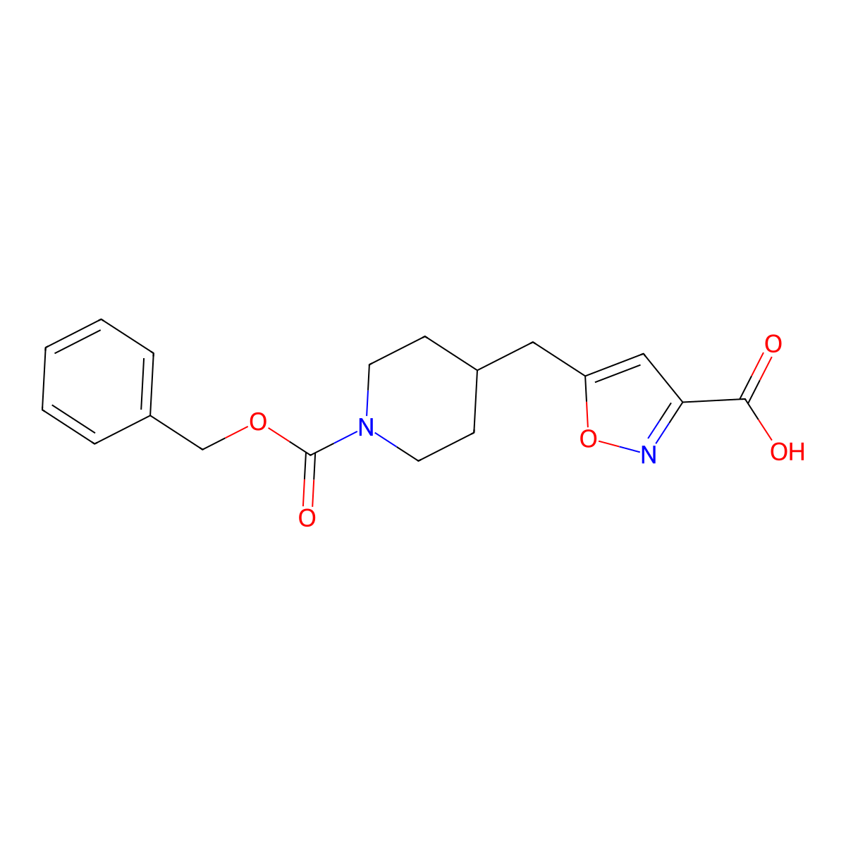 5-({1-[(Benzyloxy)carbonyl]piperidin-4-yl}methyl)-1,2-oxazole-3-carboxylic acid molecular structure, CAS 2580240-68-0