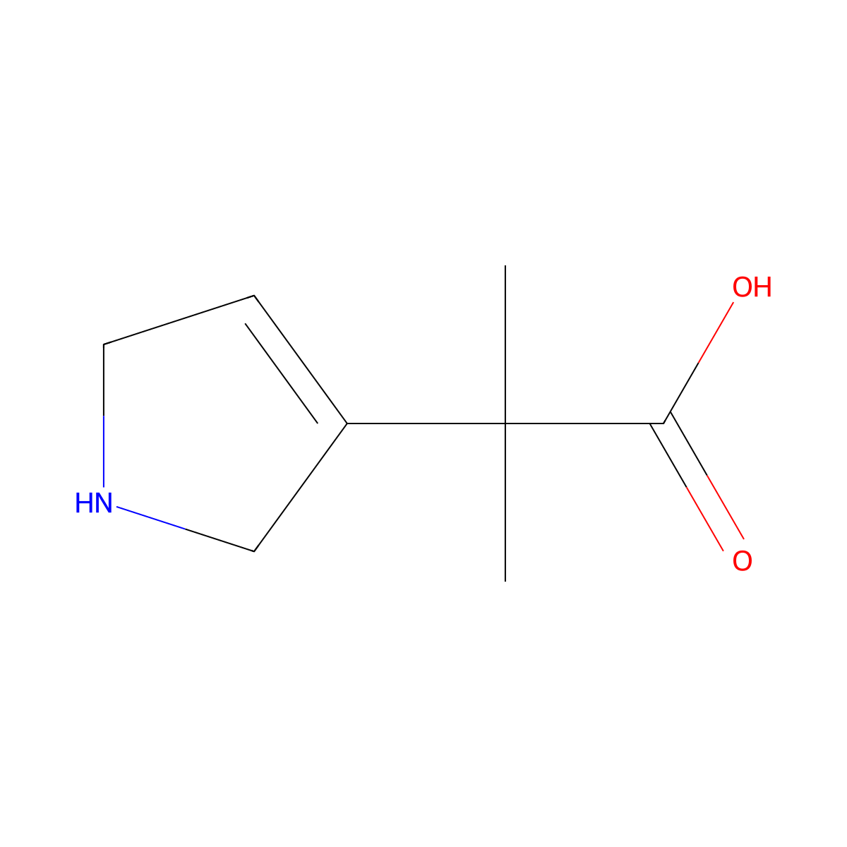 2-(2,5-dihydro-1H-pyrrol-3-yl)-2-methylpropanoic acid molecular structure, CAS 2580240-69-1