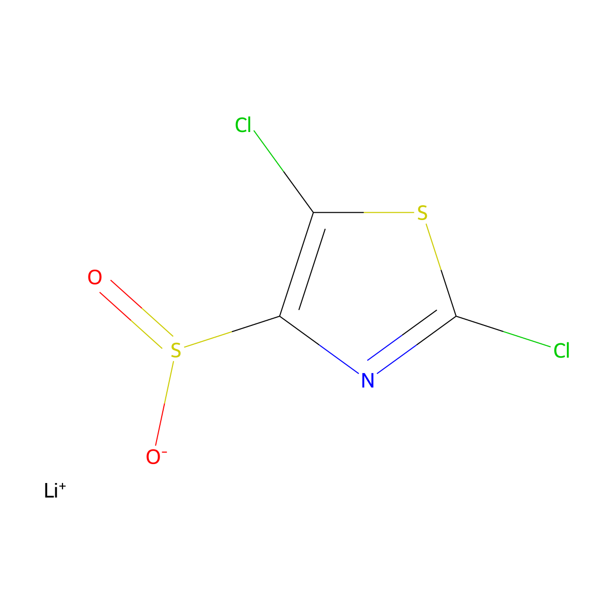 Lithium(1+) ion dichloro-1,3-thiazole-4-sulfinate molecular structure, CAS 2580240-70-4