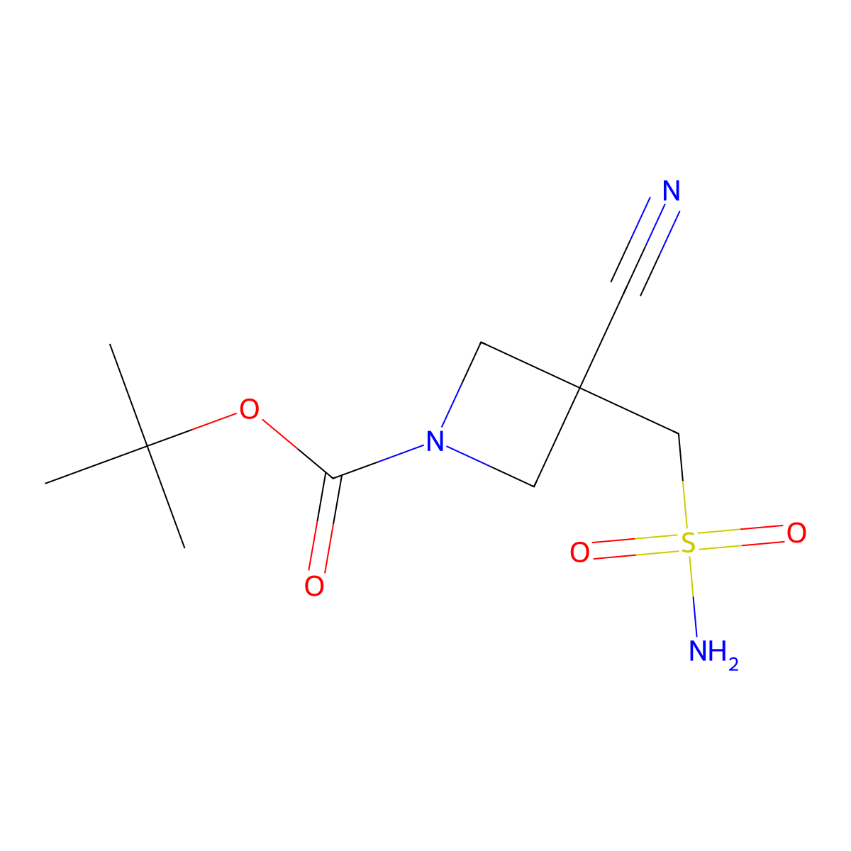 Tert-butyl 3-cyano-3-(sulfamoylmethyl)azetidine-1-carboxylate molecular structure, CAS 2580240-74-8
