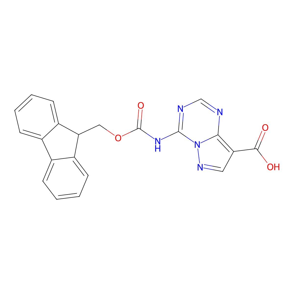 4-({[(9H-fluoren-9-yl)methoxy]carbonyl}amino)pyrazolo[1,5-a][1,3,5]triazine-8-carboxylic acid molecular structure, CAS 2580240-76-0