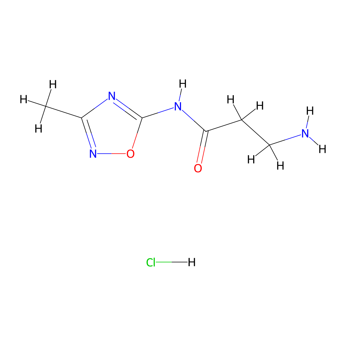 3-amino-N-(3-methyl-1,2,4-oxadiazol-5-yl)propanamide hydrochloride molecular structure, CAS 2580240-78-2