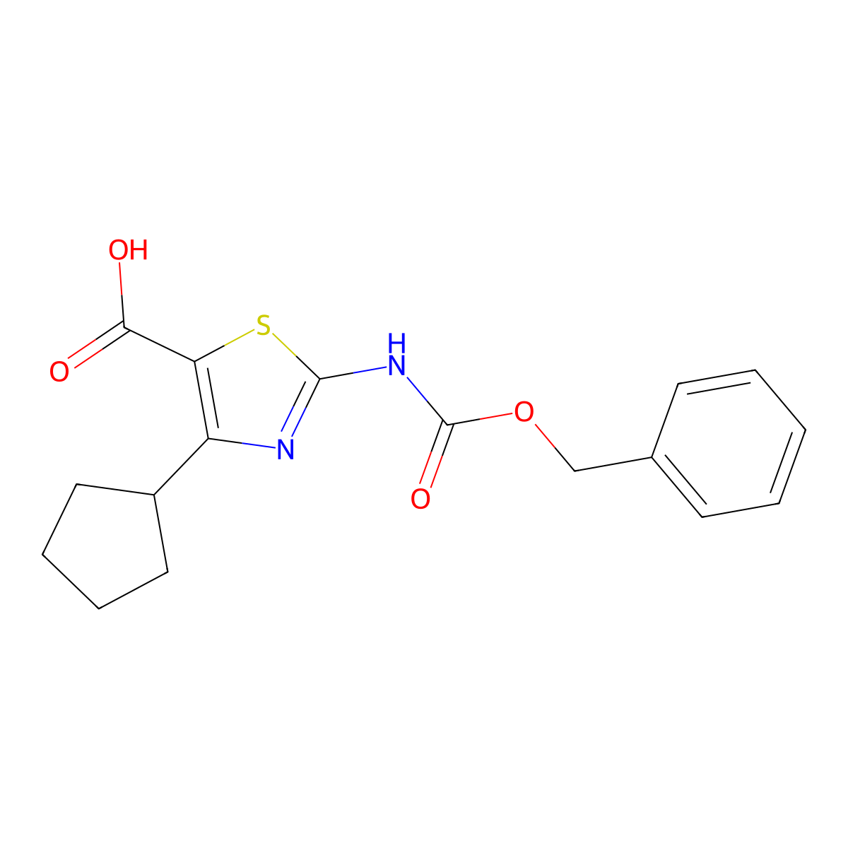 2-{[(Benzyloxy)carbonyl]amino}-4-cyclopentyl-1,3-thiazole-5-carboxylic acid molecular structure, CAS 2580240-84-0