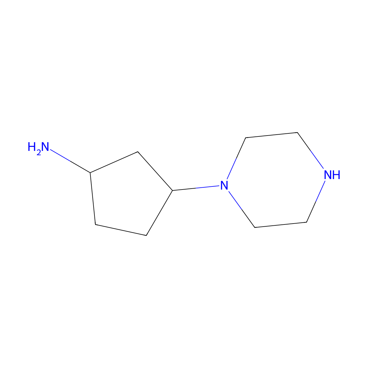 3-(Piperazin-1-yl)cyclopentan-1-amine molecular structure, CAS 2580240-87-3