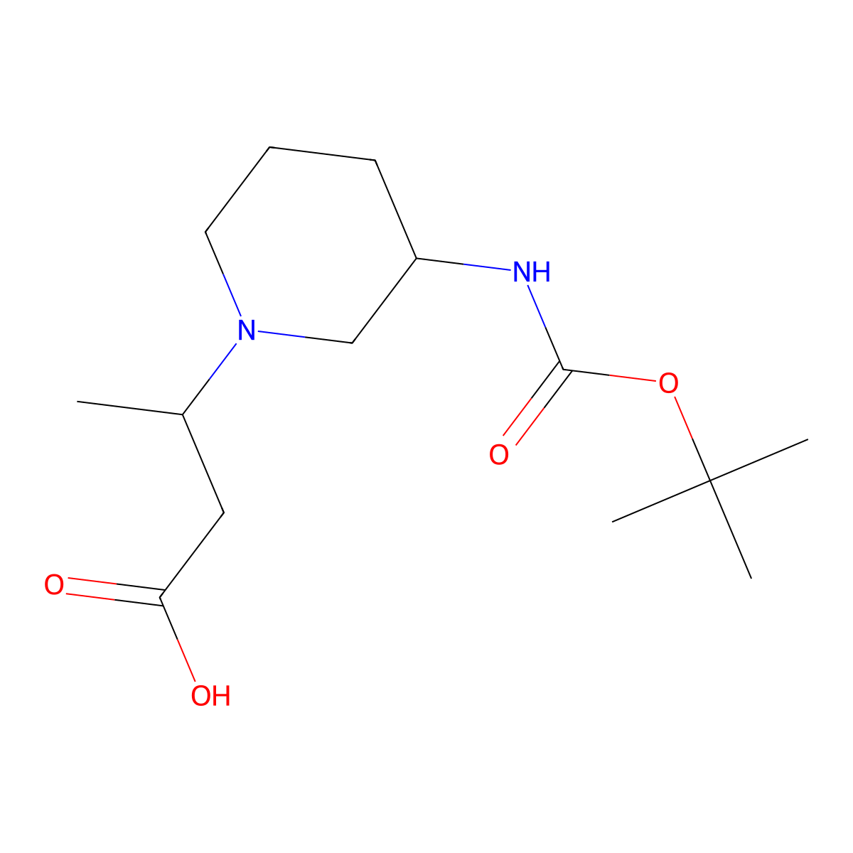 3-(3-{[(Tert-butoxy)carbonyl]amino}piperidin-1-yl)butanoic acid molecular structure, CAS 2580240-93-1