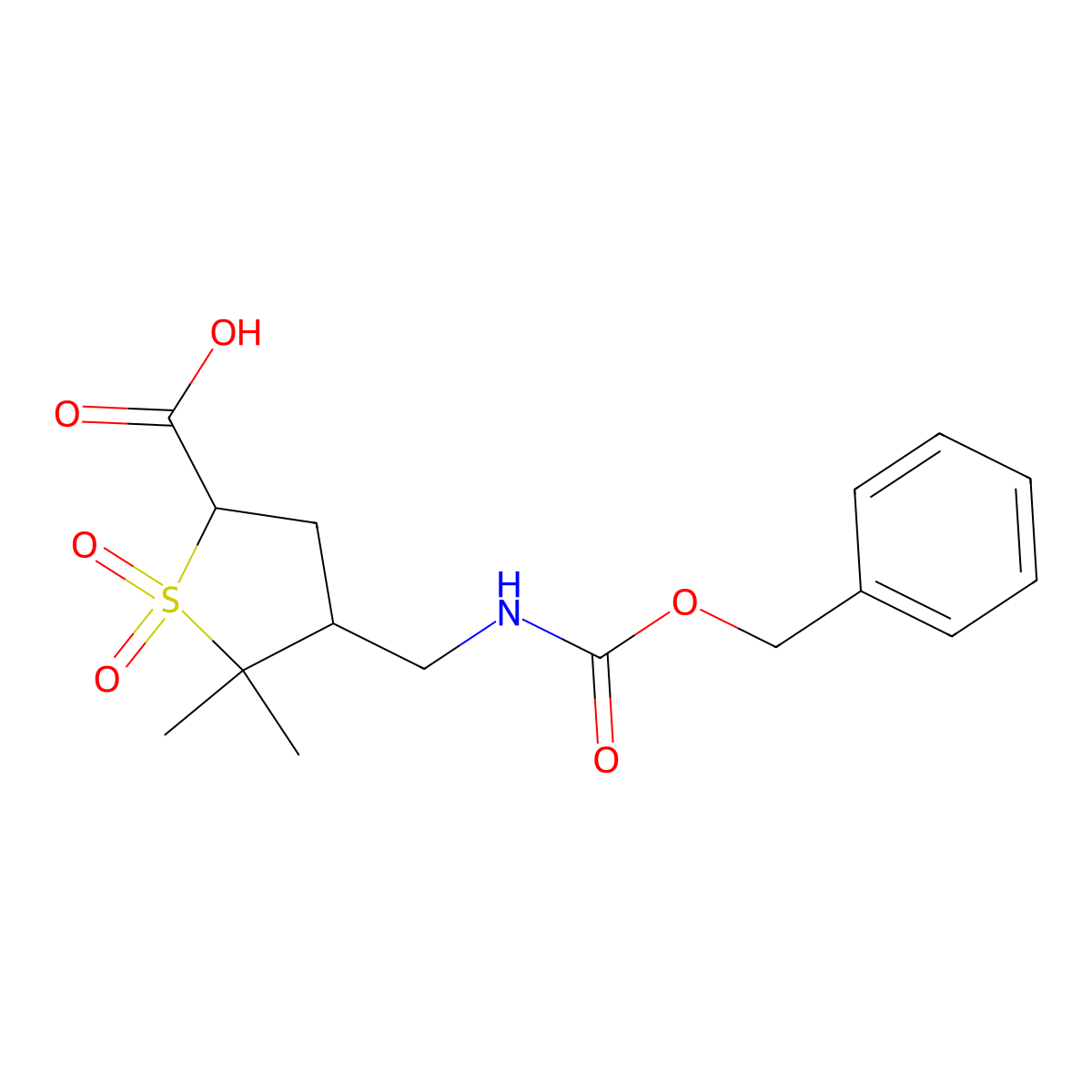 4-({[(Benzyloxy)carbonyl]amino}methyl)-5,5-dimethyl-1,1-dioxo-1lambda6-thiolane-2-carboxylic acid molecular structure, CAS 2580240-95-3