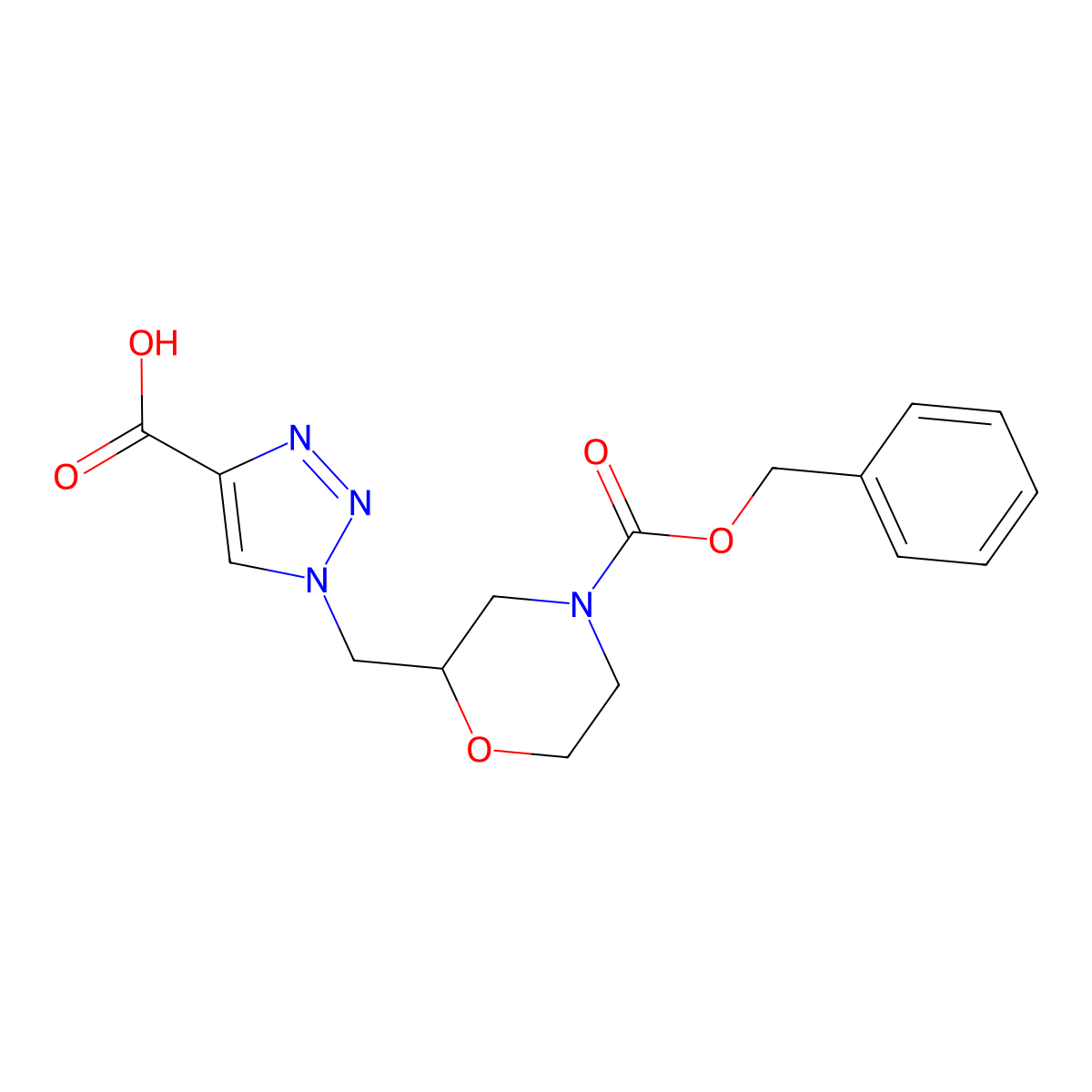1-({4-[(benzyloxy)carbonyl]morpholin-2-yl}methyl)-1H-1,2,3-triazole-4-carboxylic acid molecular structure, CAS 2580241-07-0