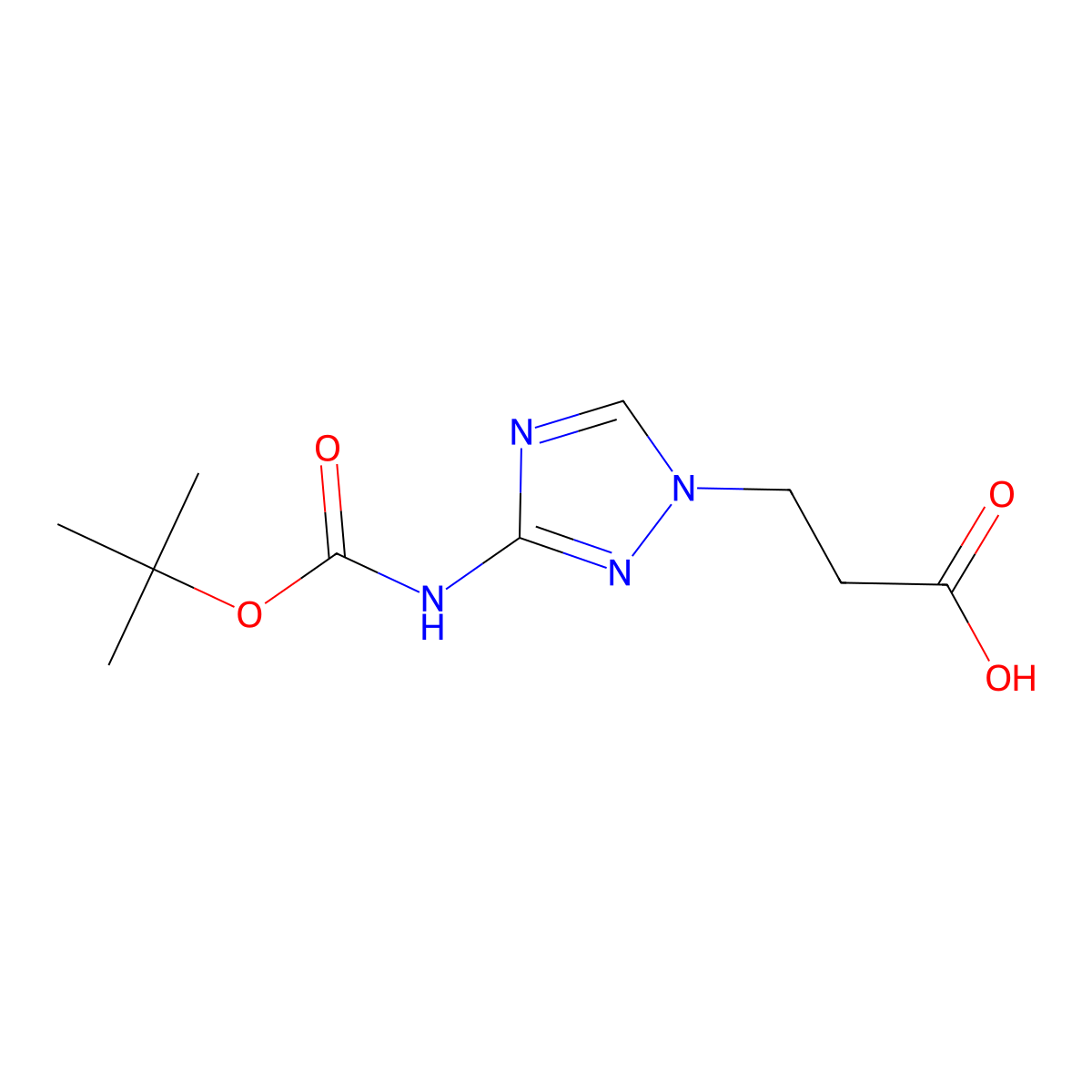 3-(3-{[(tert-butoxy)carbonyl]amino}-1H-1,2,4-triazol-1-yl)propanoic acid molecular structure, CAS 2580241-20-7