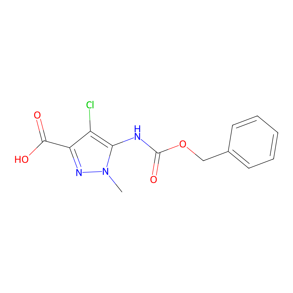 5-{[(benzyloxy)carbonyl]amino}-4-chloro-1-methyl-1H-pyrazole-3-carboxylic acid molecular structure, CAS 2580241-27-4