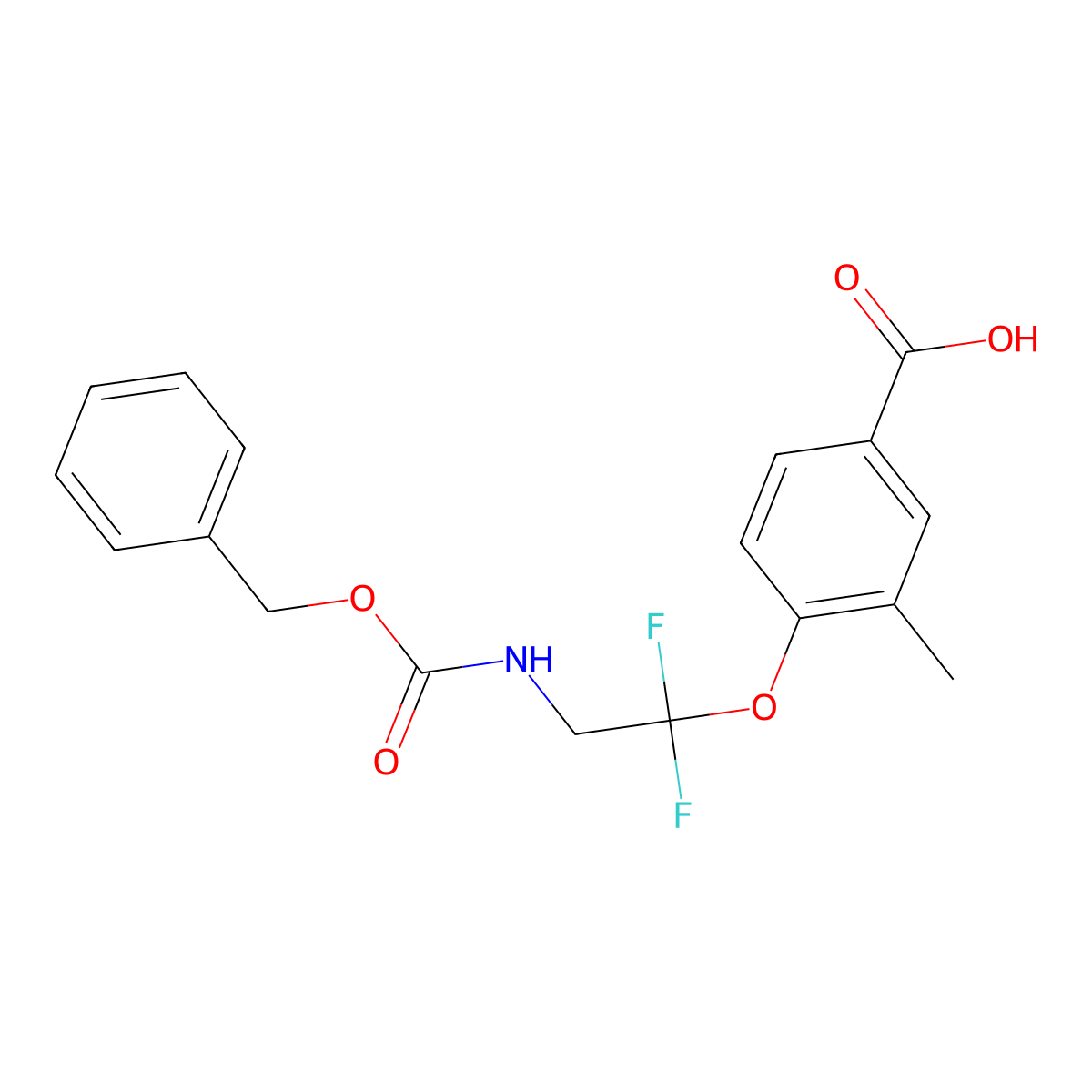 4-(2-{[(Benzyloxy)carbonyl]amino}-1,1-difluoroethoxy)-3-methylbenzoic acid molecular structure, CAS 2580241-31-0