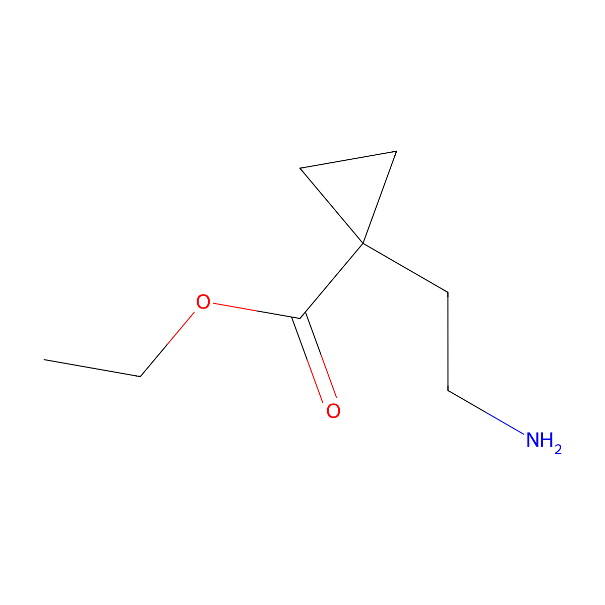 Ethyl 1-(2-aminoethyl)cyclopropane-1-carboxylate molecular structure, CAS 2580241-33-2