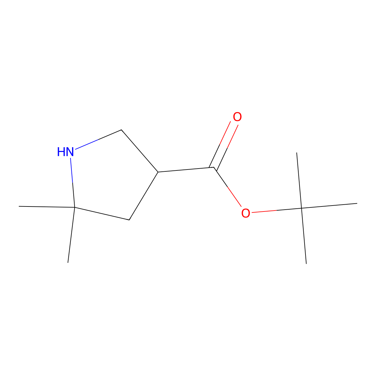 Tert-butyl 5,5-dimethylpyrrolidine-3-carboxylate molecular structure, CAS 2580241-37-6
