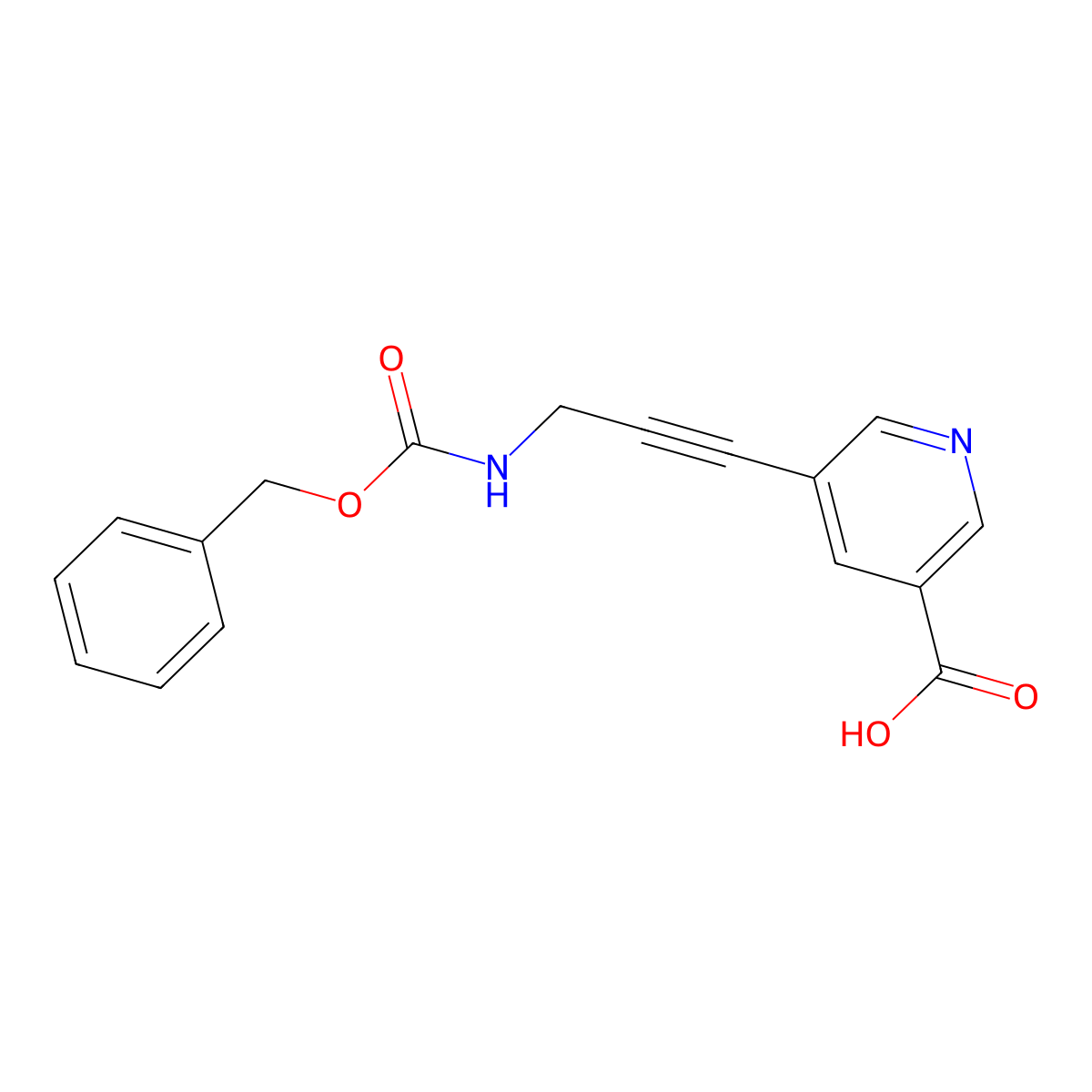5-(3-{[(Benzyloxy)carbonyl]amino}prop-1-yn-1-yl)pyridine-3-carboxylic acid molecular structure, CAS 2580241-41-2