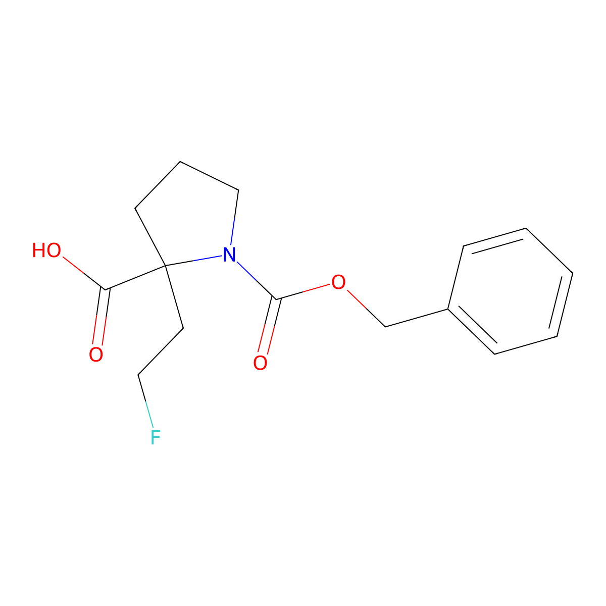 1-[(Benzyloxy)carbonyl]-2-(2-fluoroethyl)pyrrolidine-2-carboxylic acid molecular structure, CAS 2580241-59-2