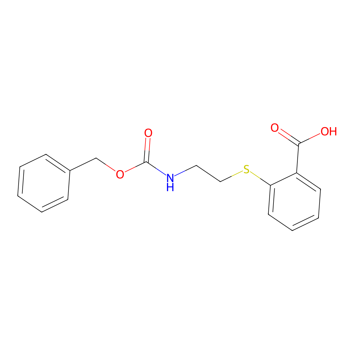 2-[(2-{[(Benzyloxy)carbonyl]amino}ethyl)sulfanyl]benzoic acid molecular structure, CAS 2580241-63-8