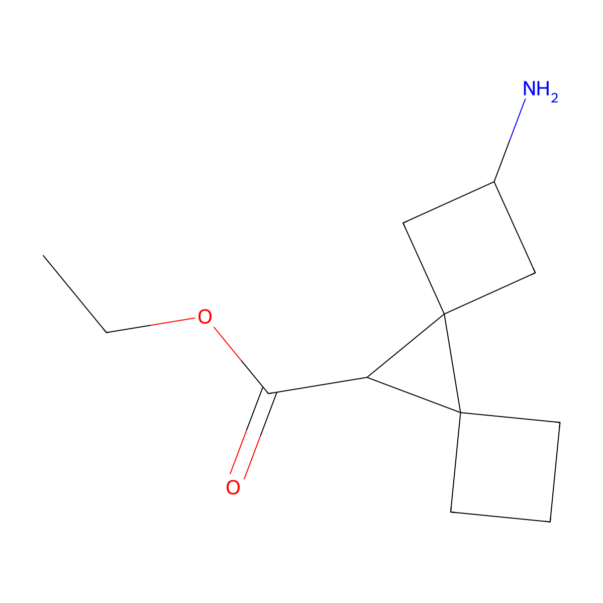 Ethyl 2-aminodispiro[3.0.3^{5}.1^{4}]nonane-9-carboxylate molecular structure, CAS 2580241-67-2