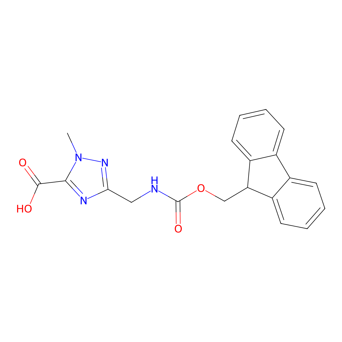 3-[({[(9H-fluoren-9-yl)methoxy]carbonyl}amino)methyl]-1-methyl-1H-1,2,4-triazole-5-carboxylic acid molecular structure, CAS 2580241-72-9