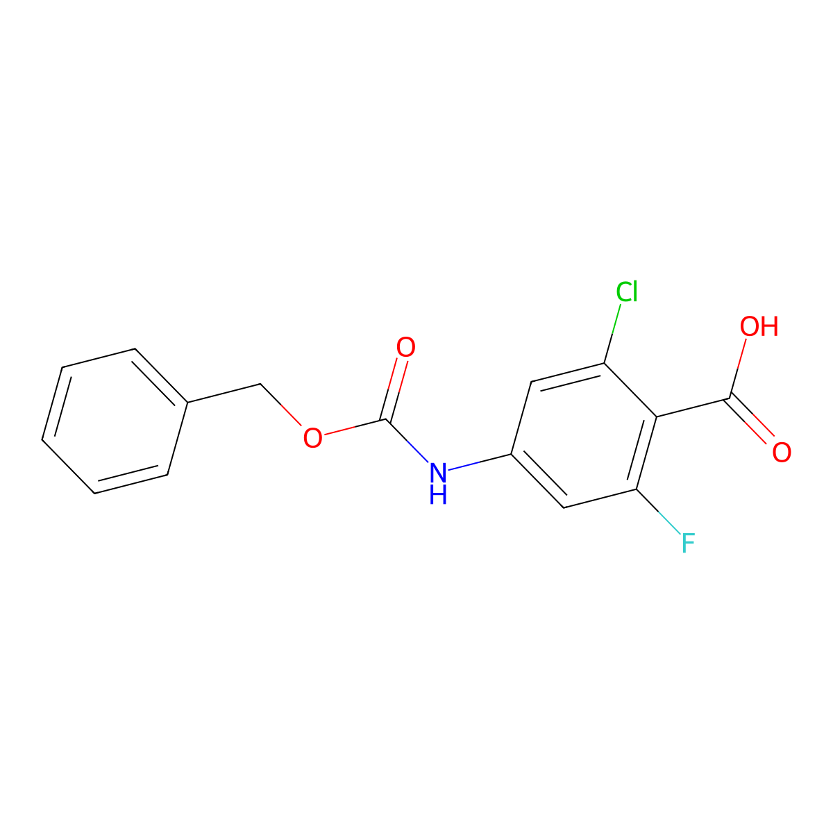 4-{[(Benzyloxy)carbonyl]amino}-2-chloro-6-fluorobenzoic acid molecular structure, CAS 2580241-94-5