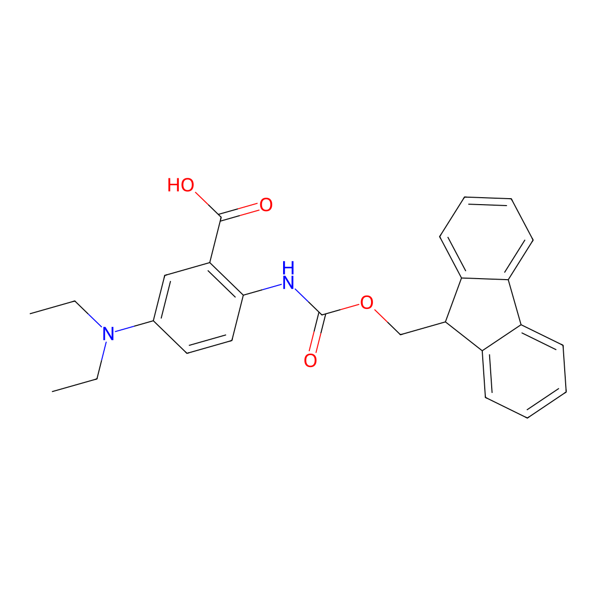 5-(diethylamino)-2-({[(9H-fluoren-9-yl)methoxy]carbonyl}amino)benzoic acid molecular structure, CAS 2580241-96-7