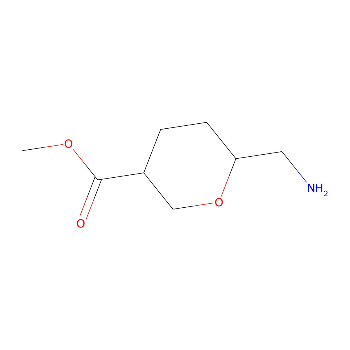 Methyl 6-(aminomethyl)oxane-3-carboxylate molecular structure, CAS 2580242-01-7