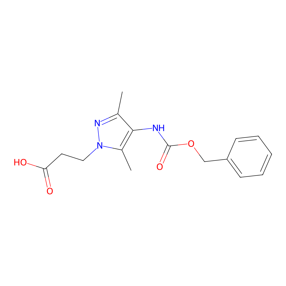 3-(4-{[(benzyloxy)carbonyl]amino}-3,5-dimethyl-1H-pyrazol-1-yl)propanoic acid molecular structure, CAS 2580242-03-9