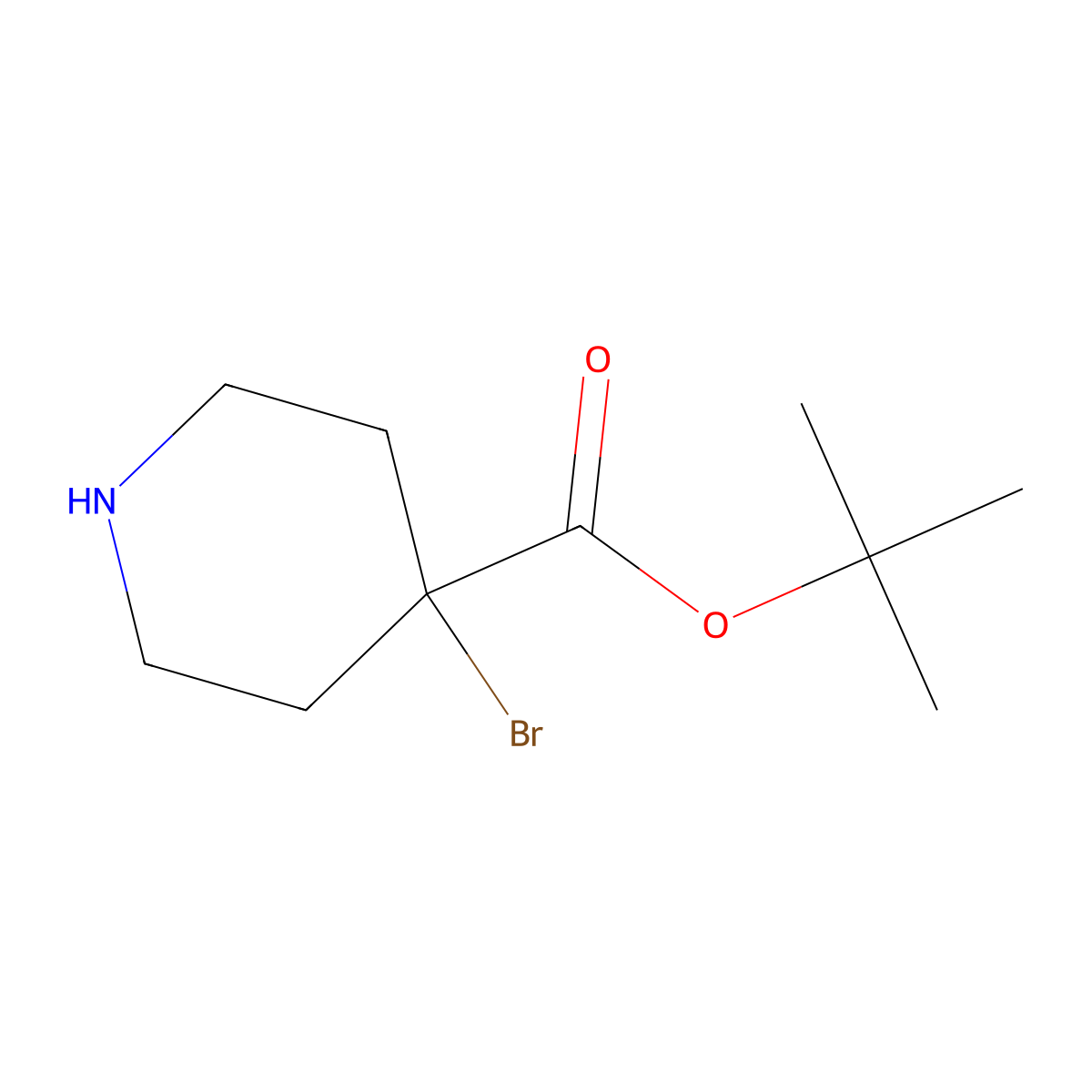 Tert-butyl 4-bromopiperidine-4-carboxylate molecular structure, CAS 2580242-25-5