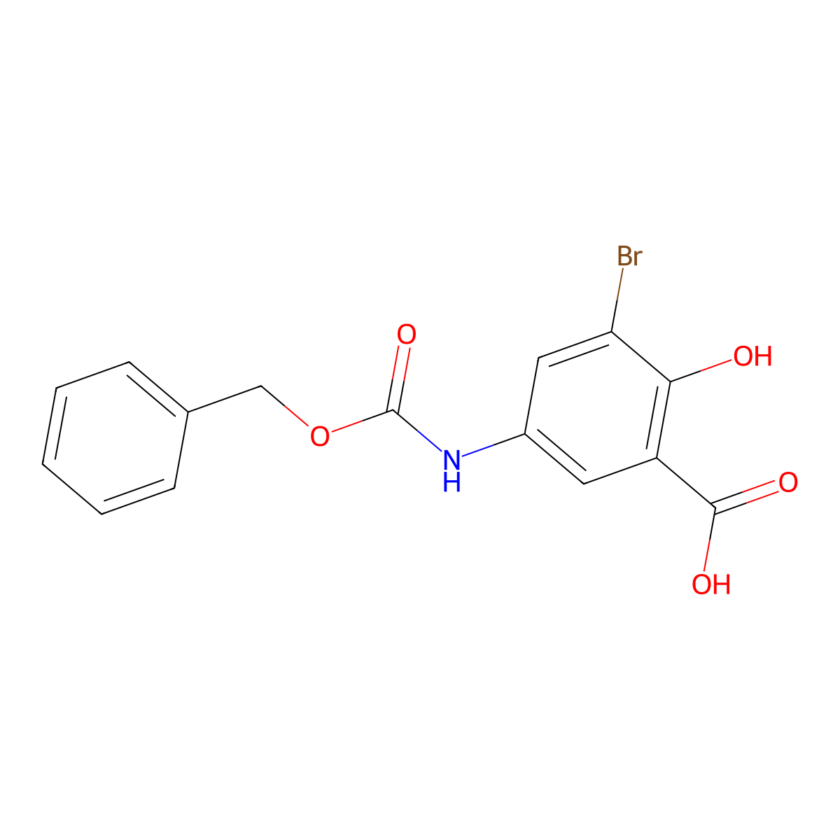5-{[(Benzyloxy)carbonyl]amino}-3-bromo-2-hydroxybenzoic acid molecular structure, CAS 2580242-32-4