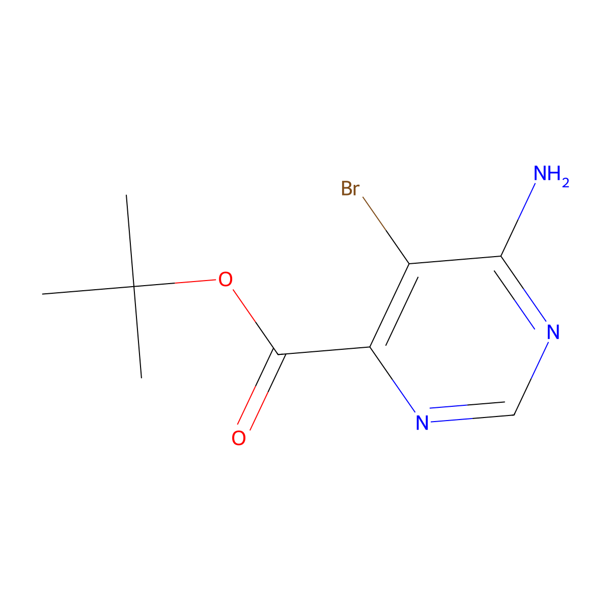 Tert-butyl 6-amino-5-bromopyrimidine-4-carboxylate molecular structure, CAS 2580242-38-0