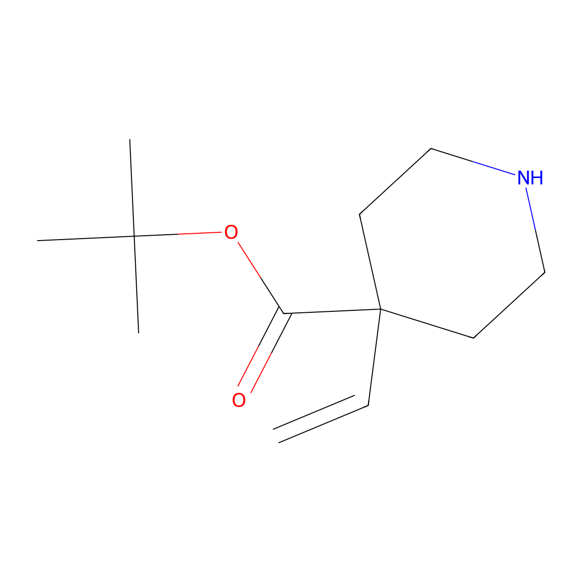Tert-butyl 4-ethenylpiperidine-4-carboxylate molecular structure, CAS 2580242-50-6