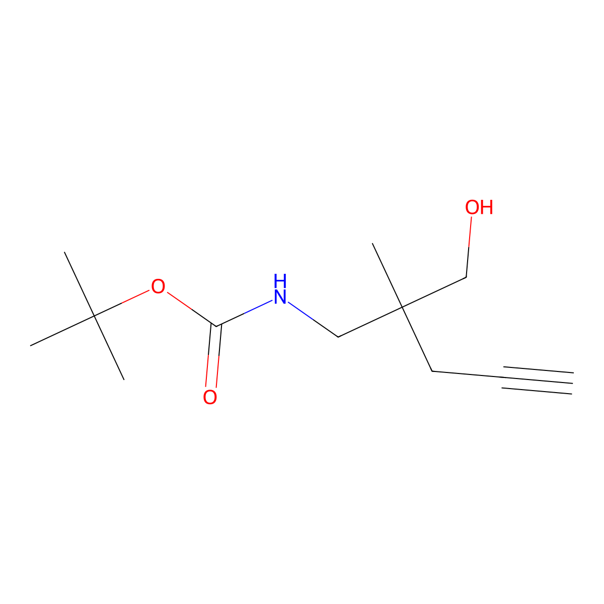 tert-butyl N-[3-hydroxy-2-methyl-2-(prop-2-yn-1-yl)propyl]carbamate molecular structure, CAS 2580242-51-7