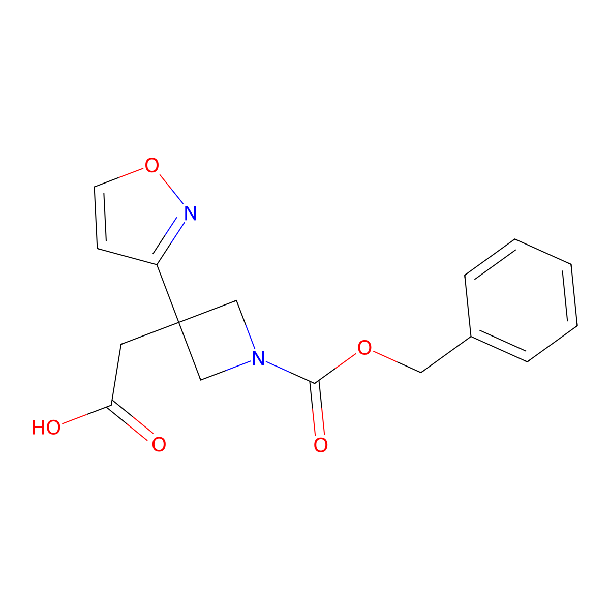 2-{1-[(Benzyloxy)carbonyl]-3-(1,2-oxazol-3-yl)azetidin-3-yl}acetic acid molecular structure, CAS 2580242-54-0