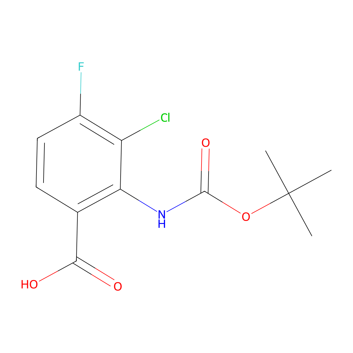 2-{[(Tert-butoxy)carbonyl]amino}-3-chloro-4-fluorobenzoic acid molecular structure, CAS 2580242-58-4