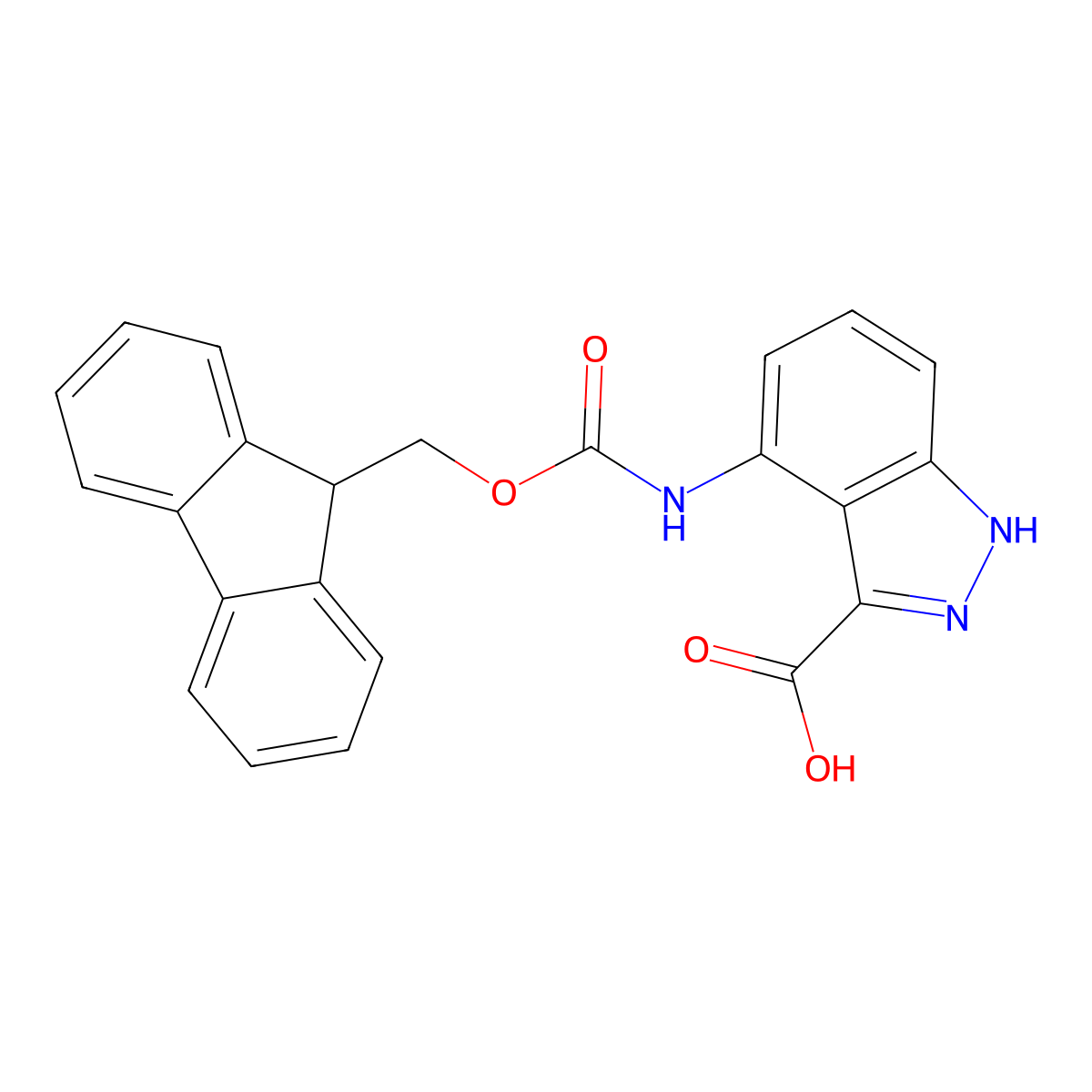 4-({[(9H-fluoren-9-yl)methoxy]carbonyl}amino)-1H-indazole-3-carboxylic acid molecular structure, CAS 2580242-73-3
