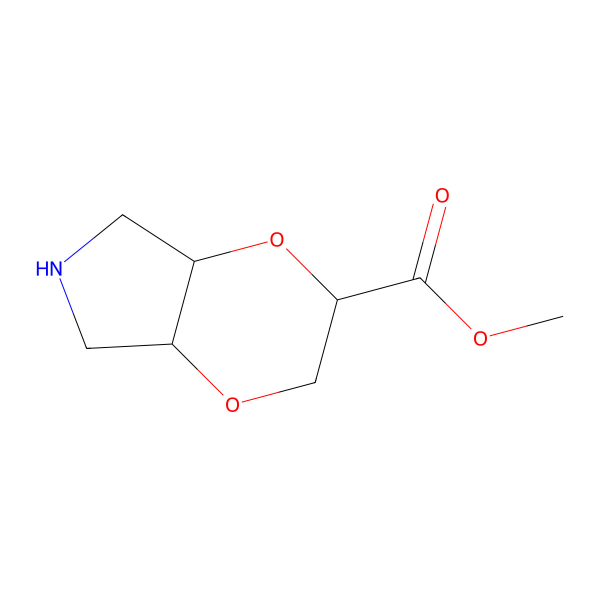 methyl hexahydro-2H-[1,4]dioxino[2,3-c]pyrrole-2-carboxylate molecular structure, CAS 2580242-78-8