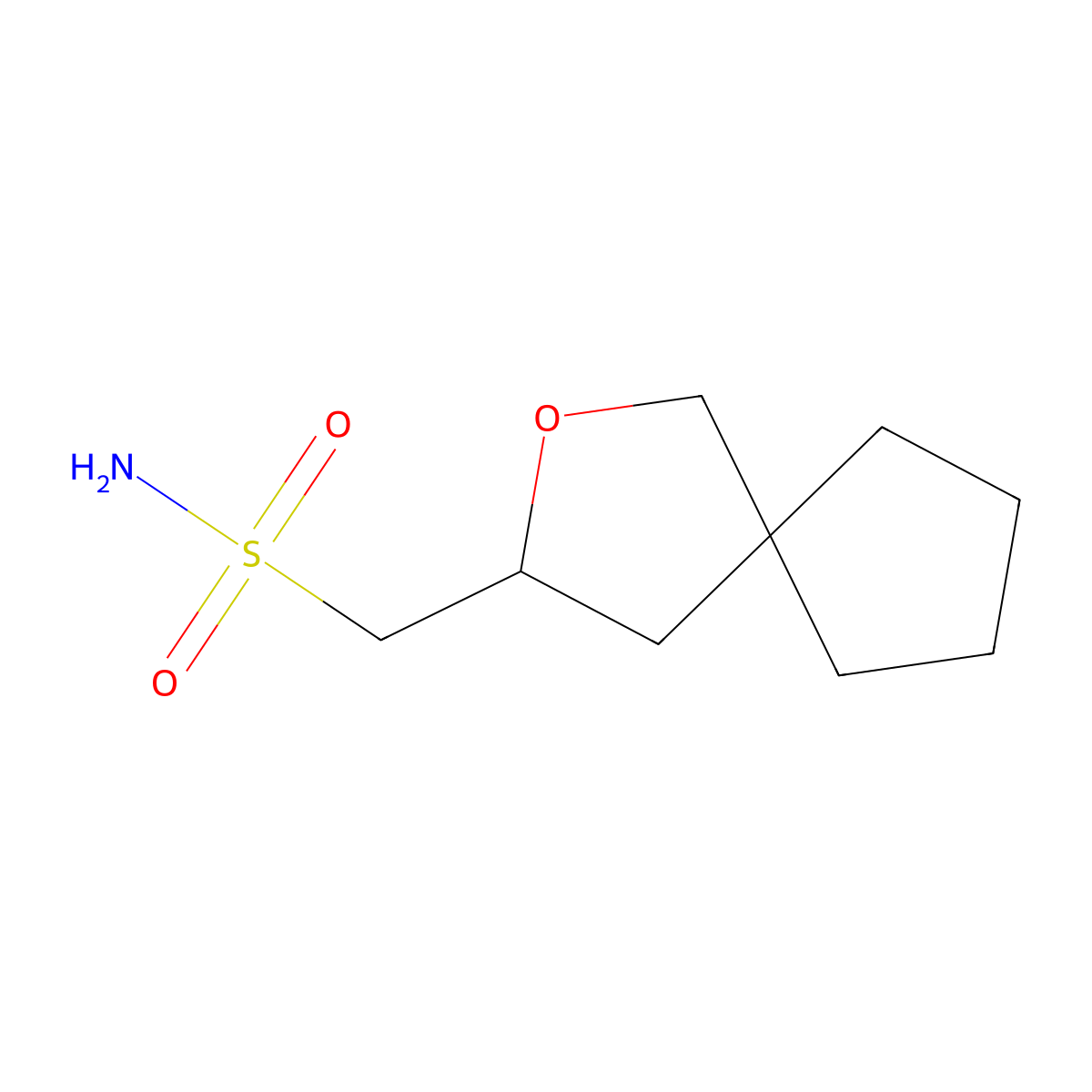 {2-Oxaspiro[4.4]nonan-3-yl}methanesulfonamide molecular structure, CAS 2580242-81-3