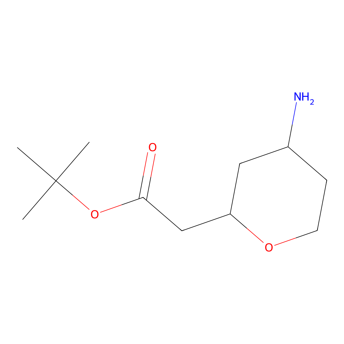 Tert-butyl 2-(4-aminooxan-2-yl)acetate molecular structure, CAS 2580242-82-4