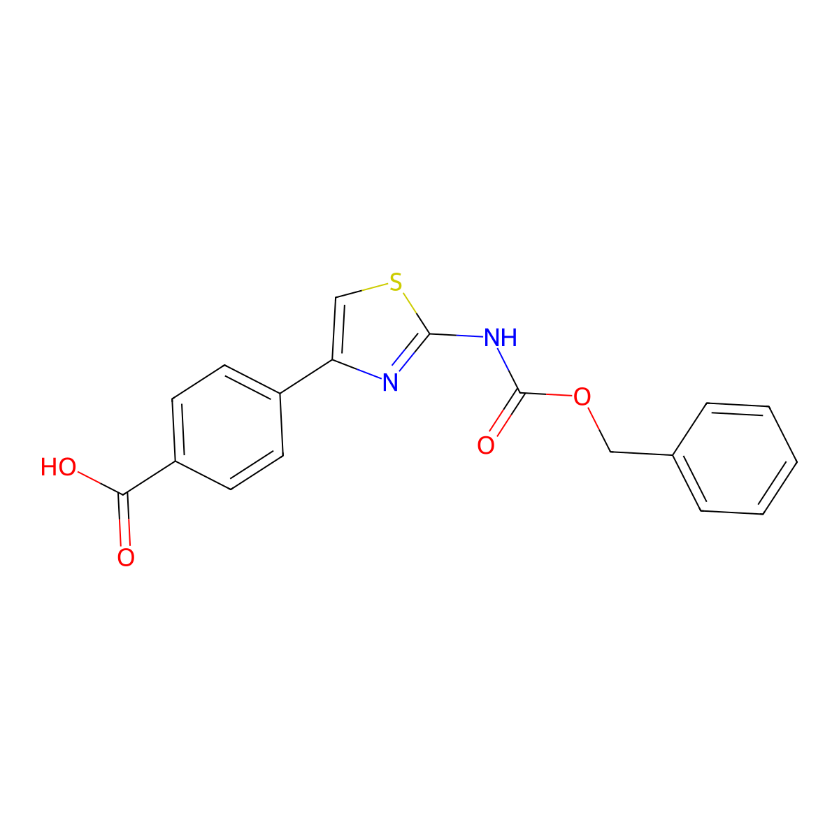 4-(2-{[(Benzyloxy)carbonyl]amino}-1,3-thiazol-4-yl)benzoic acid molecular structure, CAS 2580242-89-1