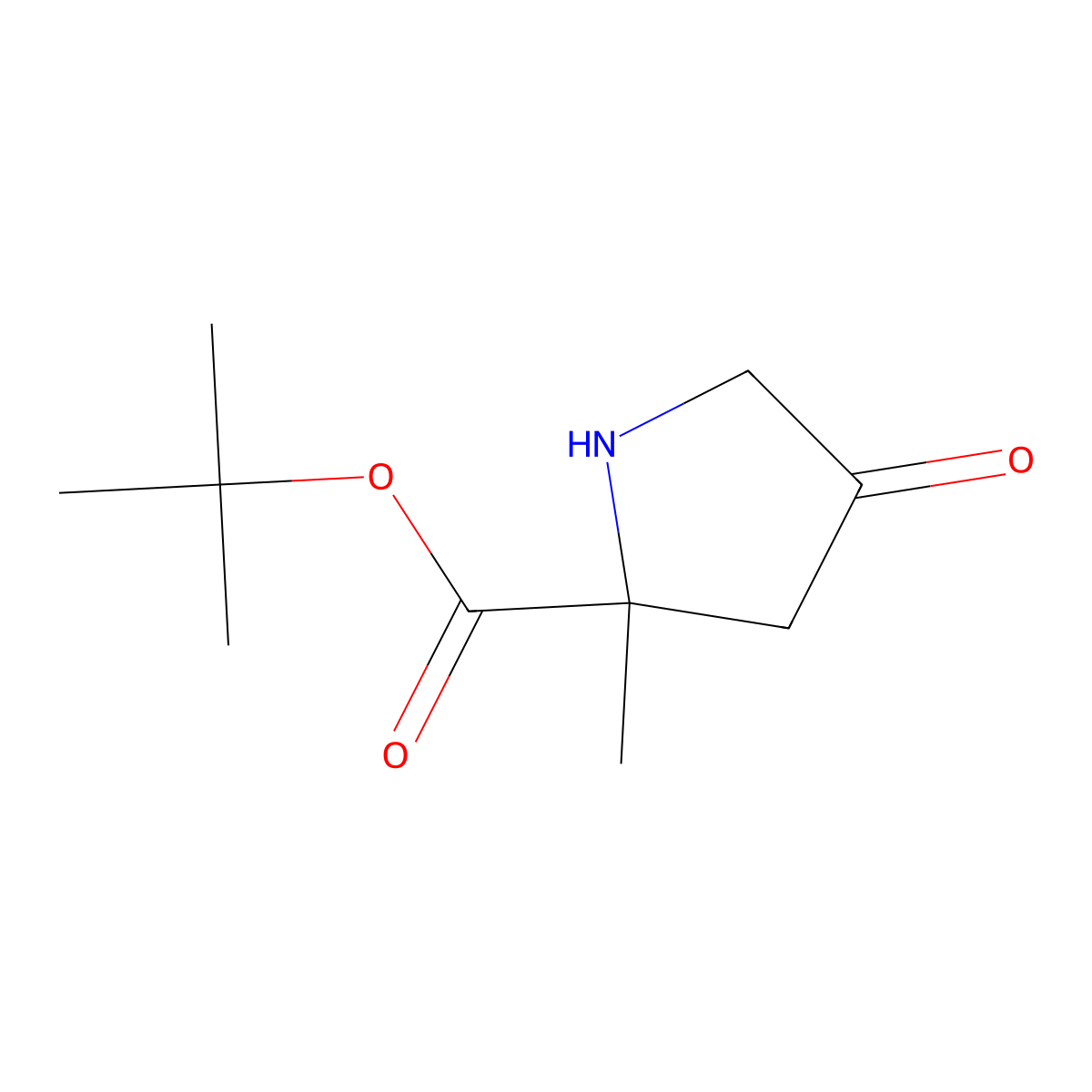 Tert-butyl 2-methyl-4-oxopyrrolidine-2-carboxylate molecular structure, CAS 2580242-92-6
