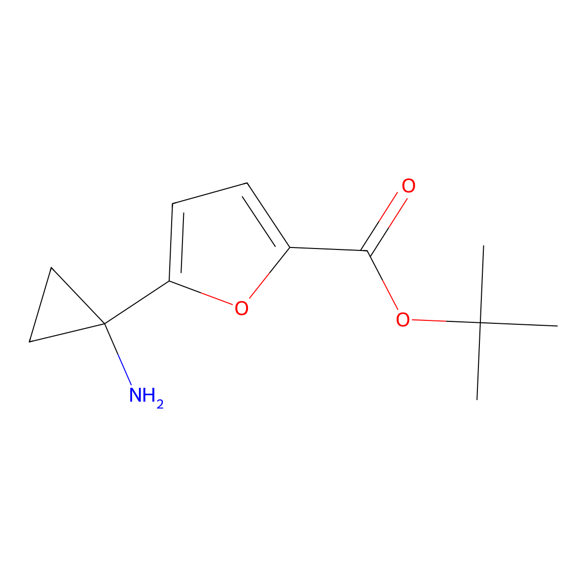 Tert-butyl 5-(1-aminocyclopropyl)furan-2-carboxylate molecular structure, CAS 2580242-97-1