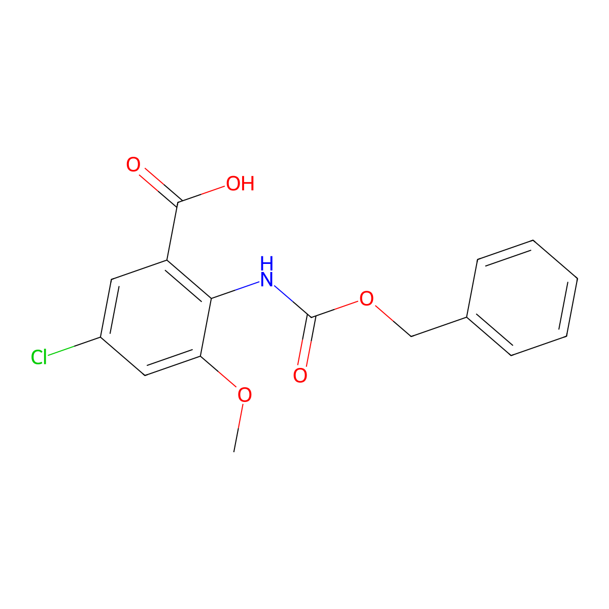 2-{[(Benzyloxy)carbonyl]amino}-5-chloro-3-methoxybenzoic acid molecular structure, CAS 2580243-02-1