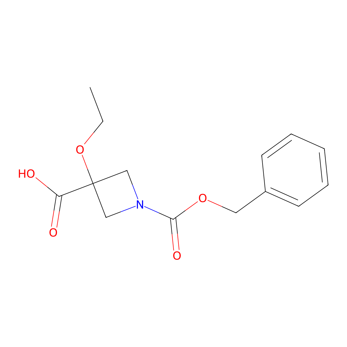 1-[(Benzyloxy)carbonyl]-3-ethoxyazetidine-3-carboxylic acid molecular structure, CAS 2580243-05-4