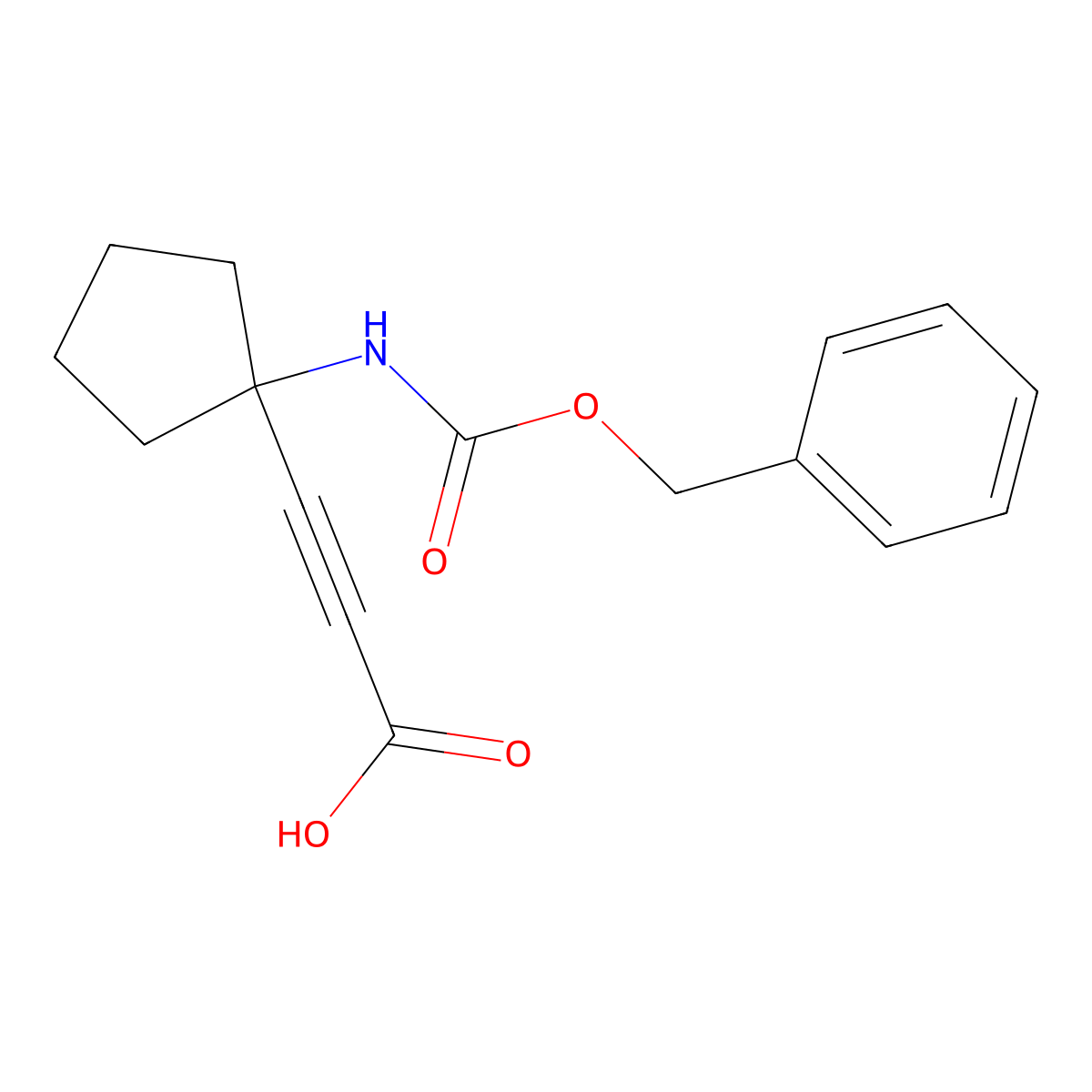 3-(1-{[(Benzyloxy)carbonyl]amino}cyclopentyl)prop-2-ynoic acid molecular structure, CAS 2580243-08-7