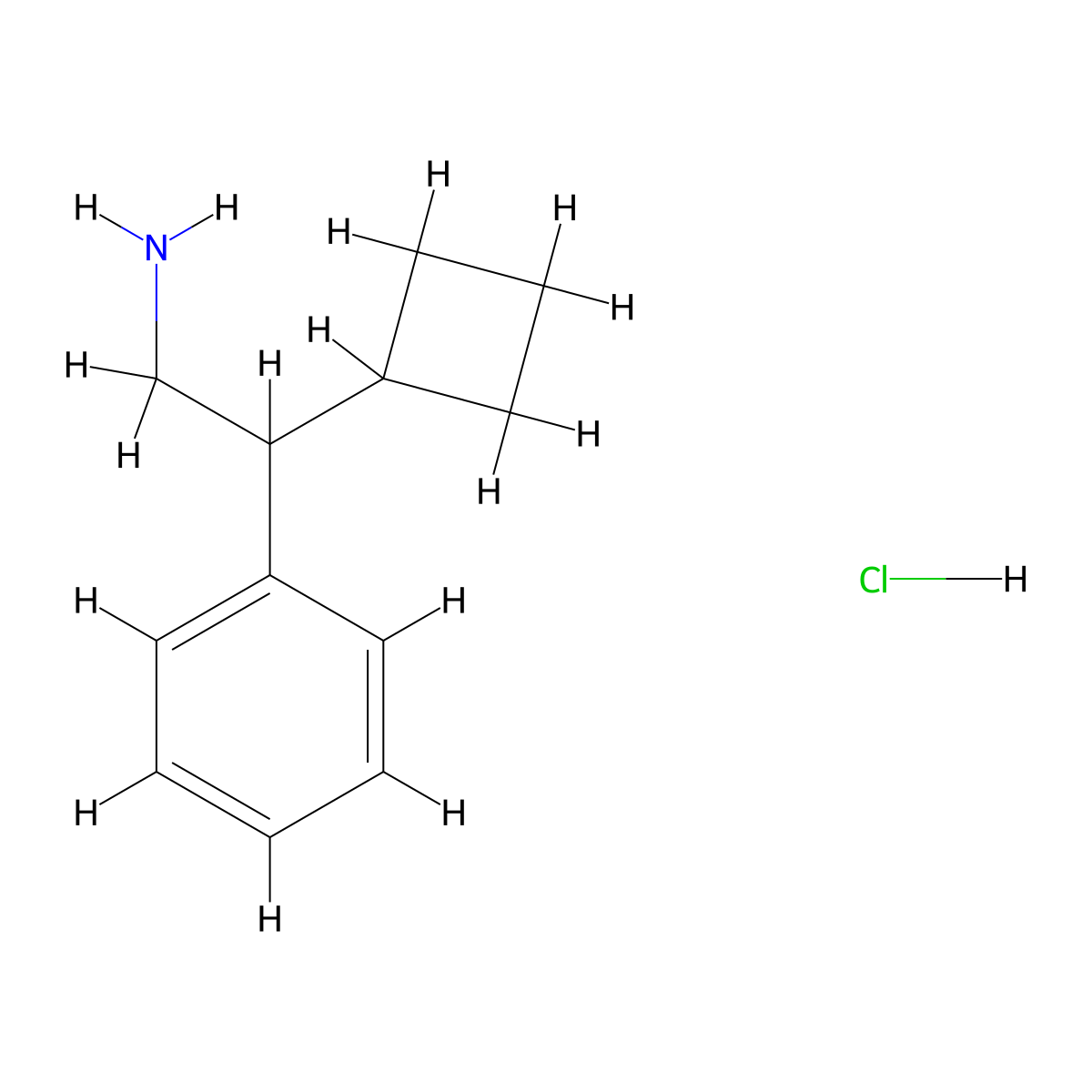 2-Cyclobutyl-2-phenylethan-1-amine hydrochloride molecular structure, CAS 2580243-11-2