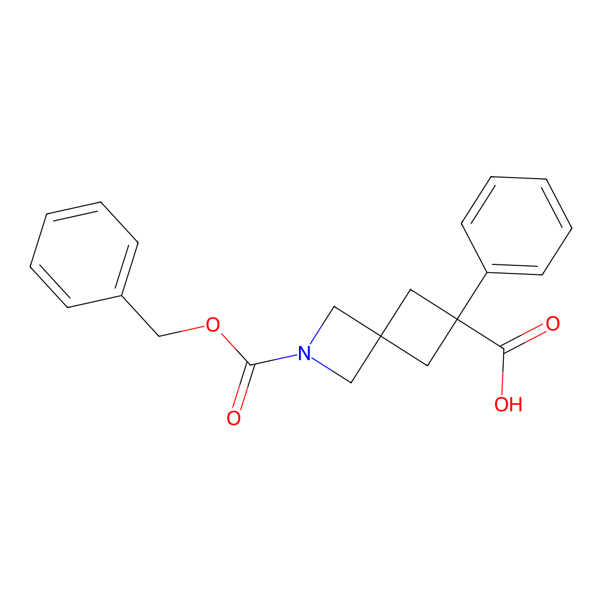 2-[(Benzyloxy)carbonyl]-6-phenyl-2-azaspiro[3.3]heptane-6-carboxylic acid molecular structure, CAS 2580243-16-7
