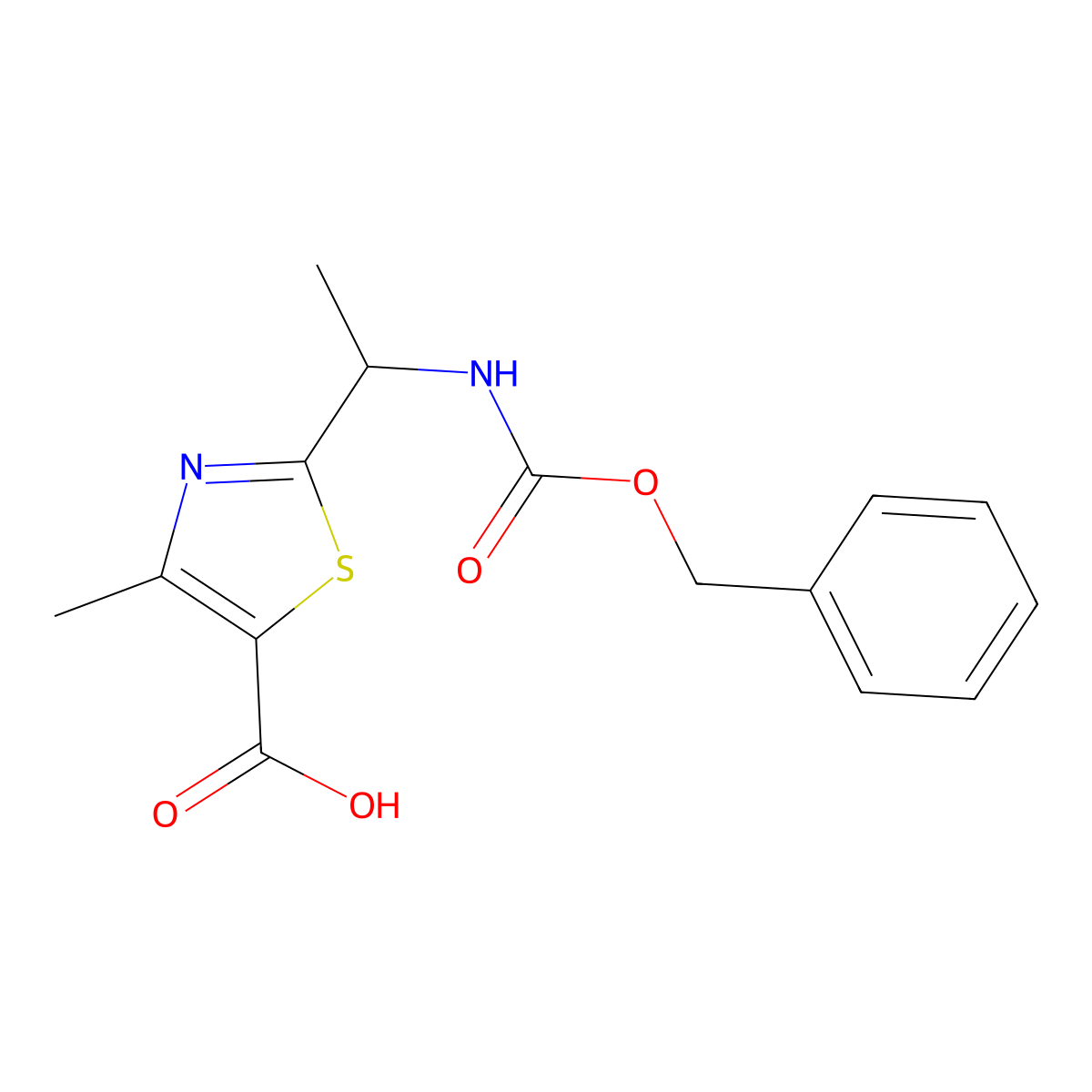 2-(1-{[(Benzyloxy)carbonyl]amino}ethyl)-4-methyl-1,3-thiazole-5-carboxylic acid molecular structure, CAS 2580243-19-0