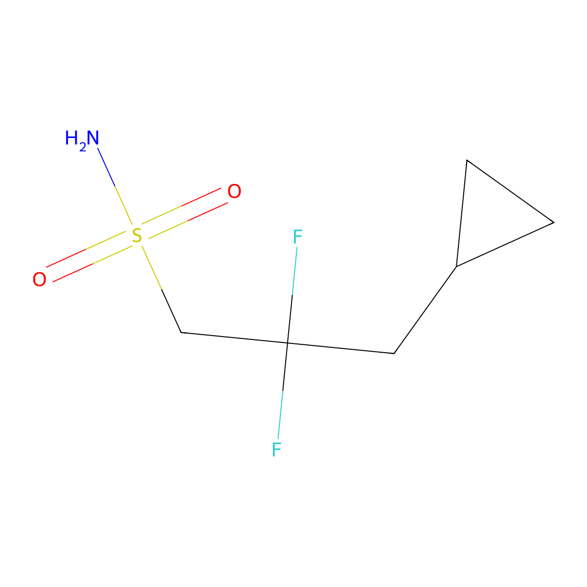 3-Cyclopropyl-2,2-difluoropropane-1-sulfonamide molecular structure, CAS 2580243-21-4