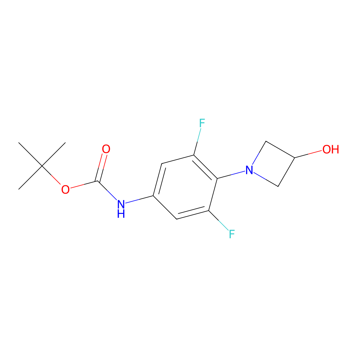 tert-butyl N-[3,5-difluoro-4-(3-hydroxyazetidin-1-yl)phenyl]carbamate molecular structure, CAS 2580243-26-9
